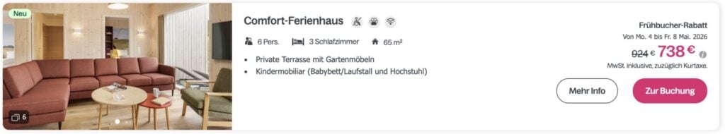 Center Parcs Schnäppchen: erster Park in Dänemark (Neueröffnung) / 5 Tage ab 70€ p.P. (Vollbelegung)