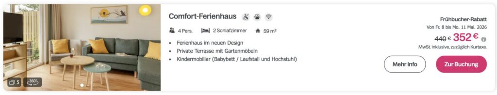 Center Parcs Urlaub: 4 Tage im Saarland am See ab 90€ p.P.