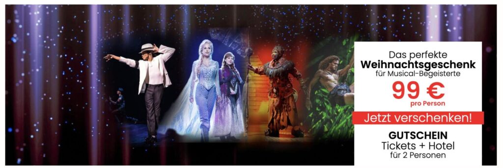 Deutschland Musicals: Hotel + Ticket für 99€ p.P. (DZ) / verschiedene Shows zur Wahl