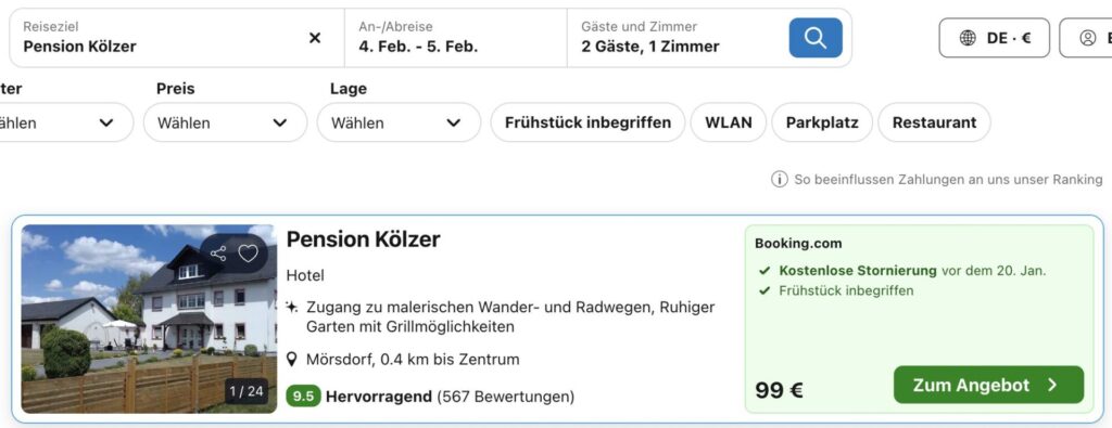 Hängebrücke Geierlay – Unterkunft mit Frühstück ab 49€ p.P.