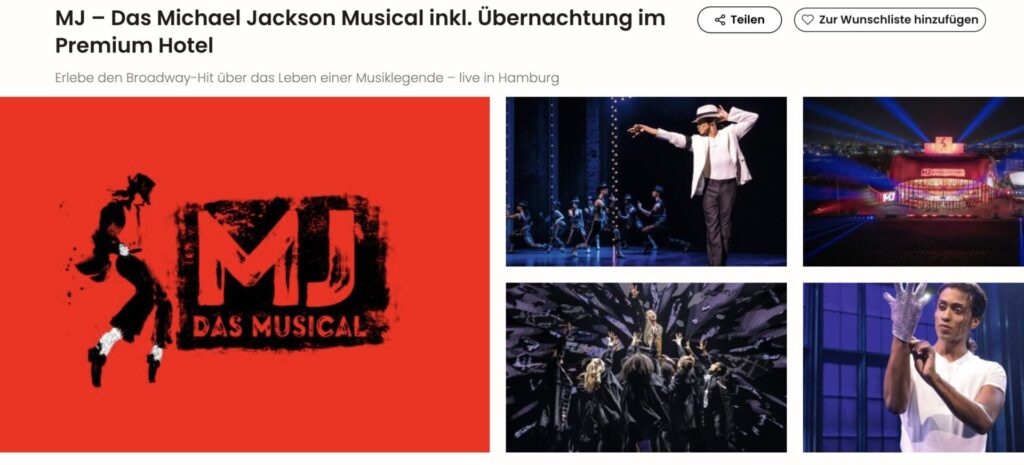 Hamburg Musicalreise: Ticket für MJ – Das Michael Jackson Musical© + Hotel ab 92€ p.P. (DZ) / auch als Gutschein