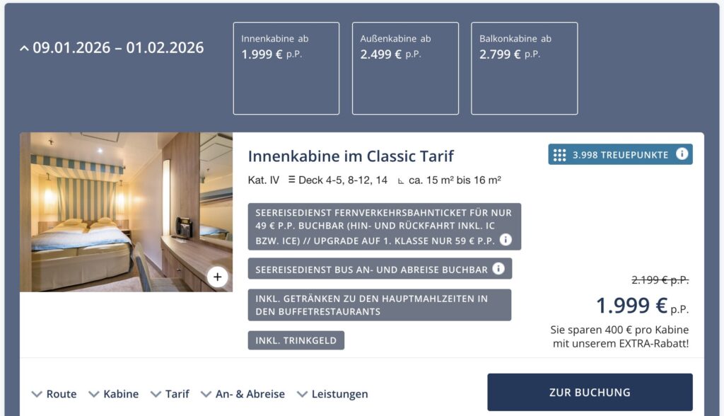 Kanaren Kreuzfahrt: 6 Tage mit Vollpension ab 269€ p.P. (Doppelkabine)