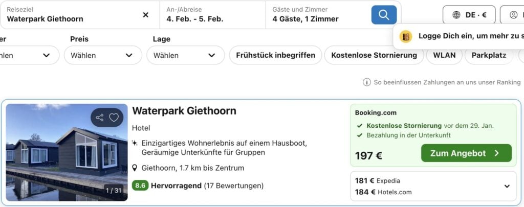 Kurzurlaub in Giethoorn: Unterkunft am Kanal ab 41€ p.P. (bei 4 Leuten)