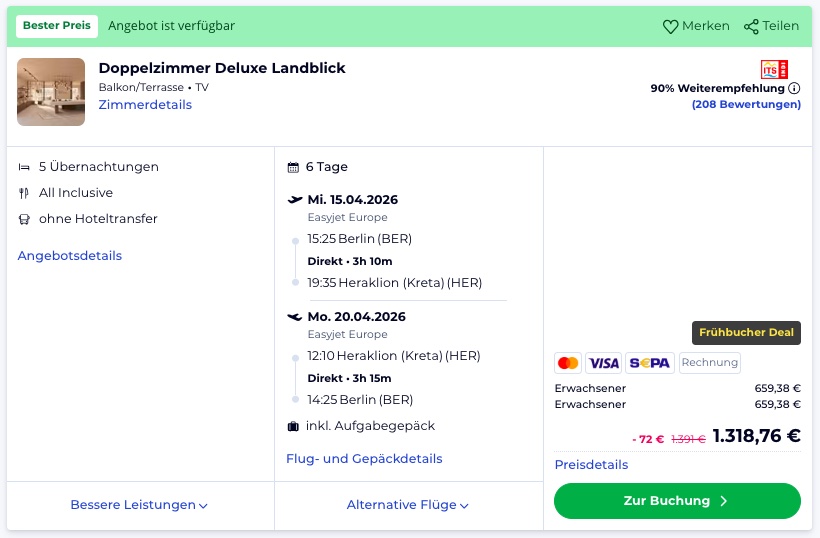 Neueröffnung auf Kreta: 6 Tage im 5* Hotel mit All Inclusive und Flügen ab 664€ p.P. (DZ)