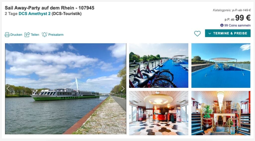 Party Kreuzfahrt auf dem Rhein: 2 Tage in der Außenkabine inkl. Halbpension, Live Musik & Extras ab 99€ p.P.