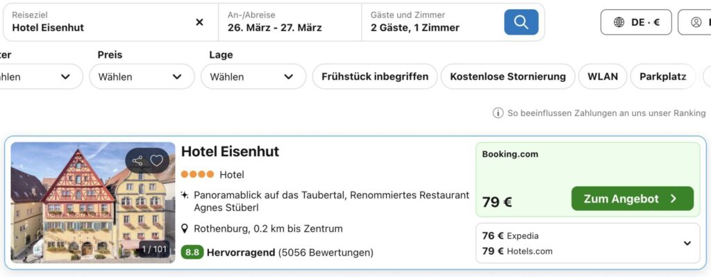 Rothenburg ob der Tauber: 4* Hotel in der Altstadt ab 29,50€ p.P. (DZ)