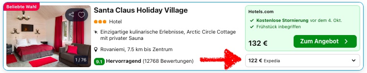 Santa Claus Village: Übernachtung im Ferienhaus mit Frühstück ab 63€ p.P. (DZ)