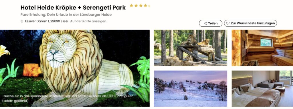 Serengeti Park: Eintritt mit Lichterfestival & Hotel ab 69€ p.P. // Gutschein für 99€ p.P.
