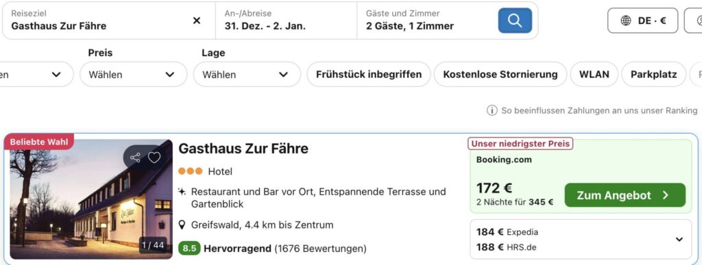 Silvester am Meer: 3 Tage an der Ostsee ab 172€ p.P. (DZ)