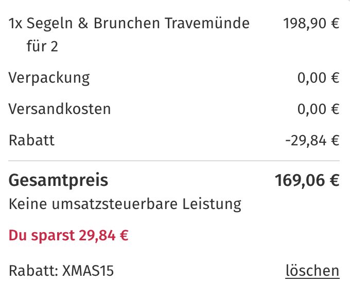 Urlaub am Meer: Gutschein für einen Segeltrip mit Brunch und Sekt für 69€ p.P.