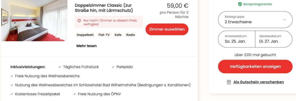 Wellness in Kassel: top Hotel mit Frühstück ab 39,50€ p.P. (DZ)
