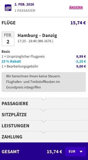 Wizz Air Flüge: 30% Rabatt auf ausgewählte Flüge