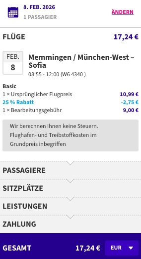 Wizz Air Flüge: 30% Rabatt auf ausgewählte Flüge