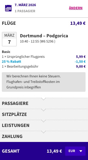 Wizz Air Flüge: 30% Rabatt auf ausgewählte Flüge