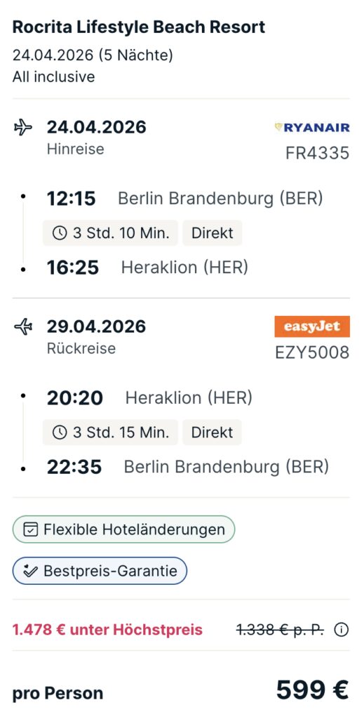 All Inclusive Strandurlaub auf Kreta: 6 Tage im 2025 neu eröffneten 4* Hotel inkl. Flug ab 589€ p.P. (DZ)