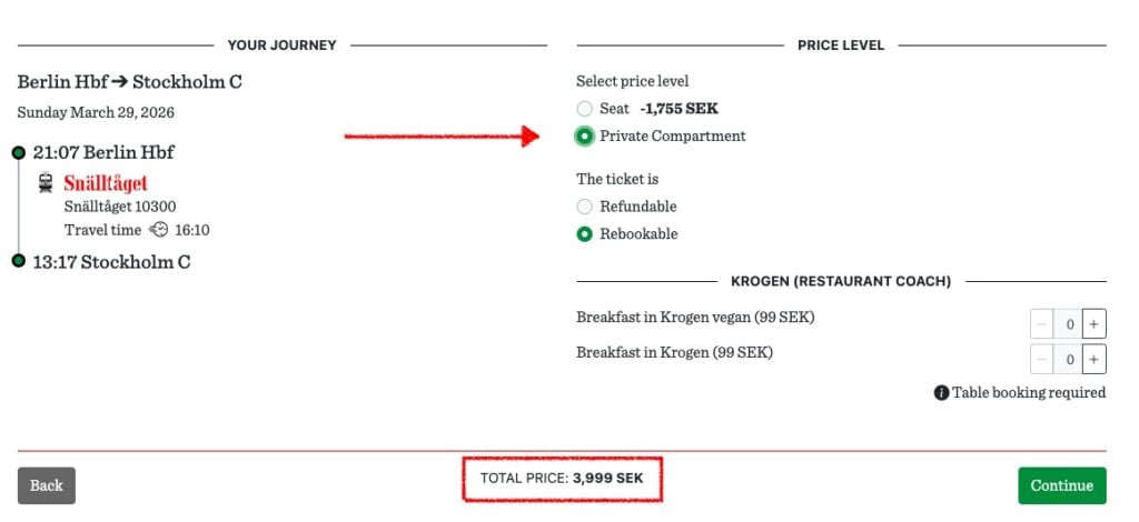 Bahn Angebot: Nachtzug nach Schweden oder Dänemark im Privatabteil ab 45€ p.P. bei Vollbelegung