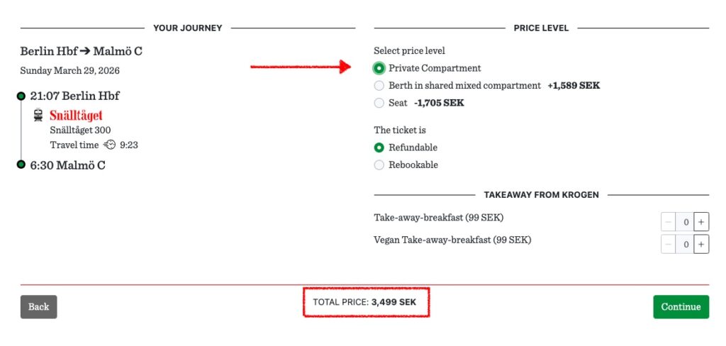 Bahn Angebot: Nachtzug nach Schweden oder Dänemark im Privatabteil ab 45€ p.P. bei Vollbelegung
