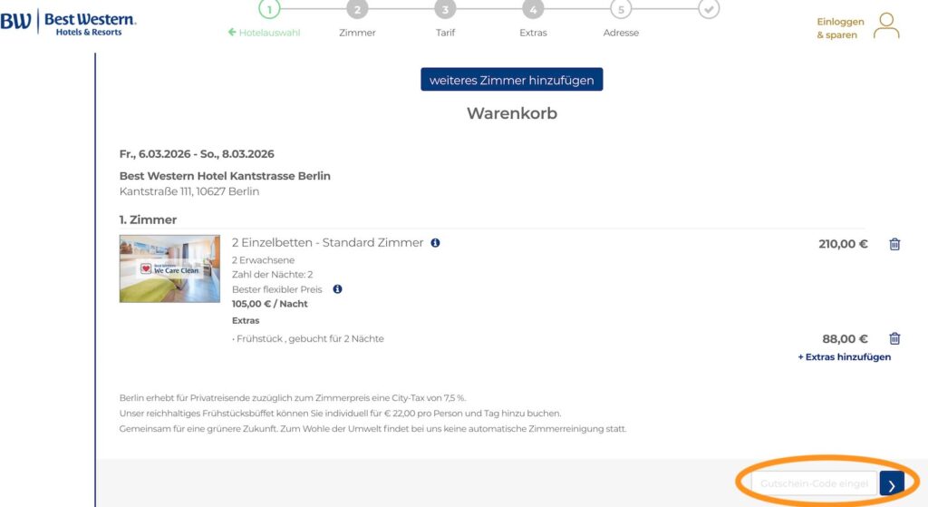 Best Western Gutschein einlösen