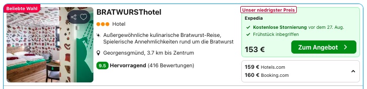 Bratwursthotel in Franken: Übernachtung ab 77€ p.P. (DZ)
