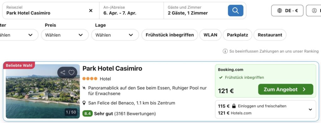 Gardasee Schnäppchen: 4* Hotel mit Privatstrand ab 49€ p.P. (DZ)