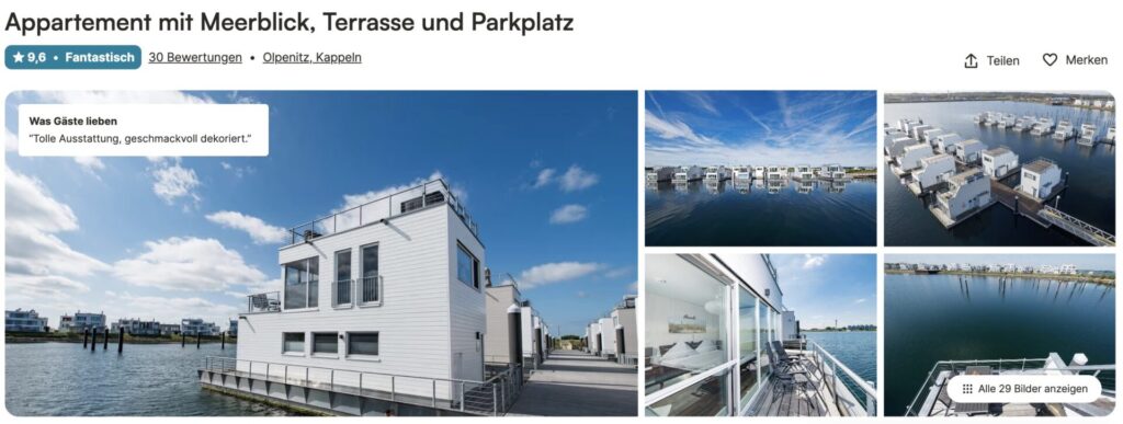 Hausboot an der Ostsee: 4 Tage mit Sauna und Dachterrasse ab 140€ p.P.