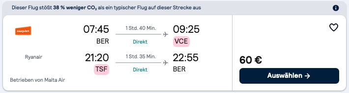 Kurztrip nach Venedig: Hin & Rückflug (morgens hin, abends zurück) ab 57€
