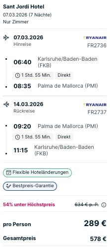 Mallorca Schnäppchen: 1 Woche im 4* Hotel mit Flug ab 289€ p.P. (DZ)