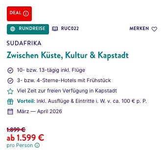 Südafrika Rundreise: 10 Tage inkl. Flügen, Hotels und Ausflügen ab 1.599€ p.P. (DZ)