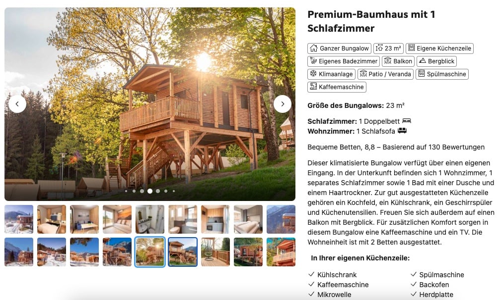 Urlaub im Chalet: 3 Tage in Österreich ab 156€ p.P. (bei 2 Leuten) im Baumhaus