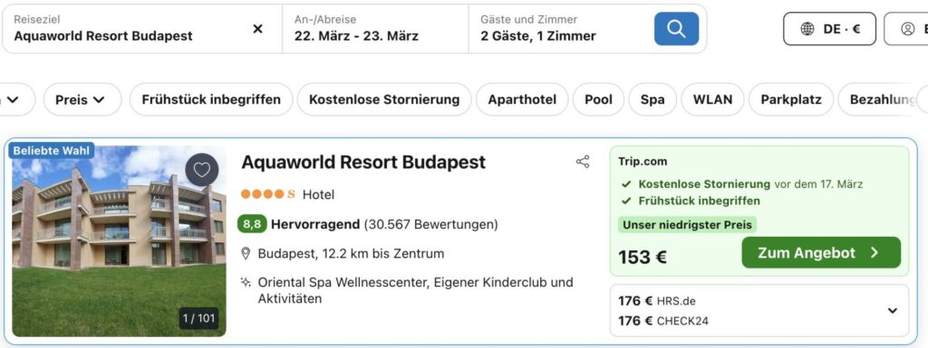 Aquaworld Resort Budapest: Übernachtung im 4* Hotel mit Frühstück ab 74€ p.P.