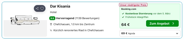 Chefchaouen, Marokkos blaue Stadt: zentrales Hotel inkl. Frühstück ab 32€ p.P. (DZ)