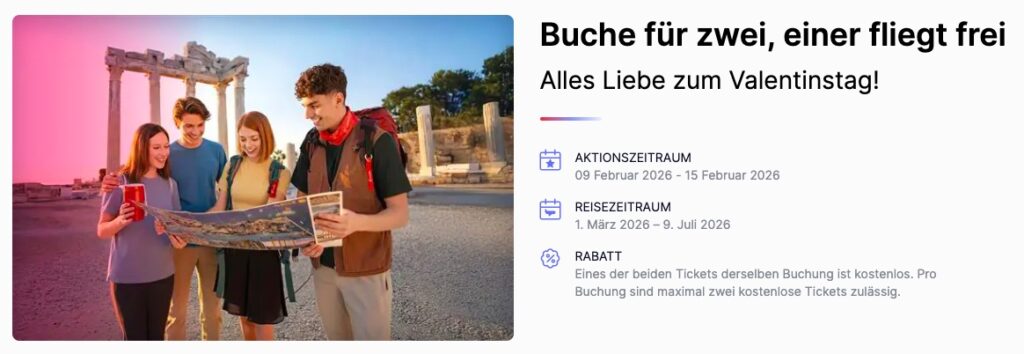 Flug Deal: bei Corendon gibt es das zweite Ticket geschenkt