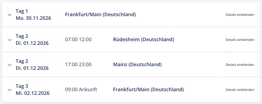 Flusskreuzfahrt Europa: 4 Tage Rheinland mit Vollpension und Außenkabine ab 289€ p.P.