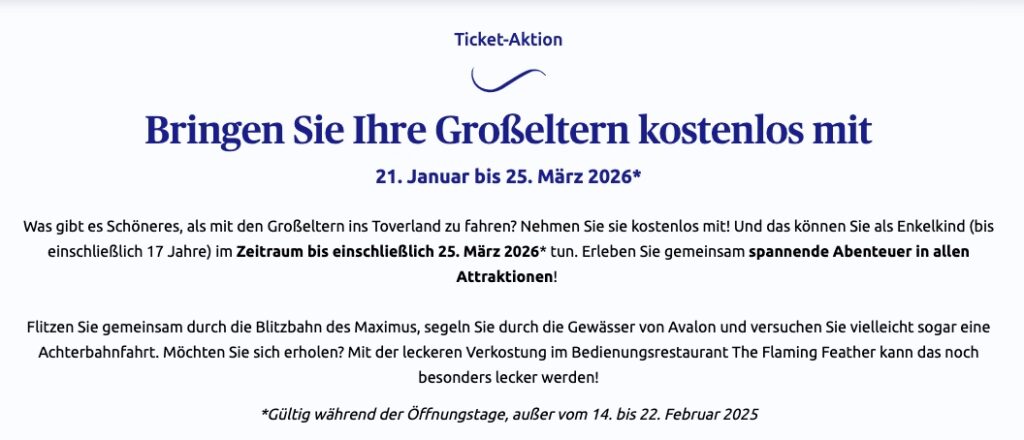 Freizeitpark Toverland: gratis Eintritt für Großeltern