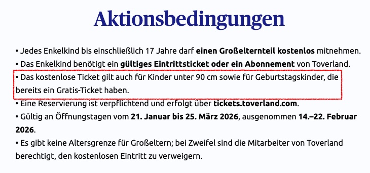 Freizeitpark Toverland: gratis Eintritt für Großeltern