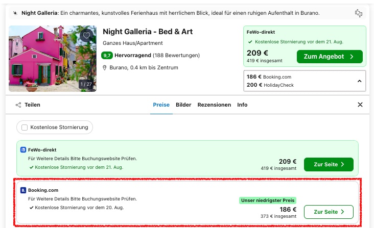 Geheimtipp Burano: 3 Tage in Italiens bunter Stadt im pinken Ferienhaus ab 95€ p.P.