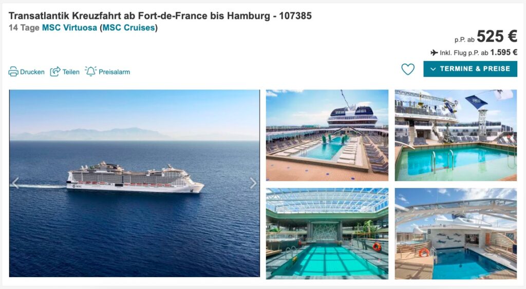 Kreuzfahrt Angebot: 14 Tage Transatlantik in die Karibik mit All Inclusive ab 1.499€ p.P.