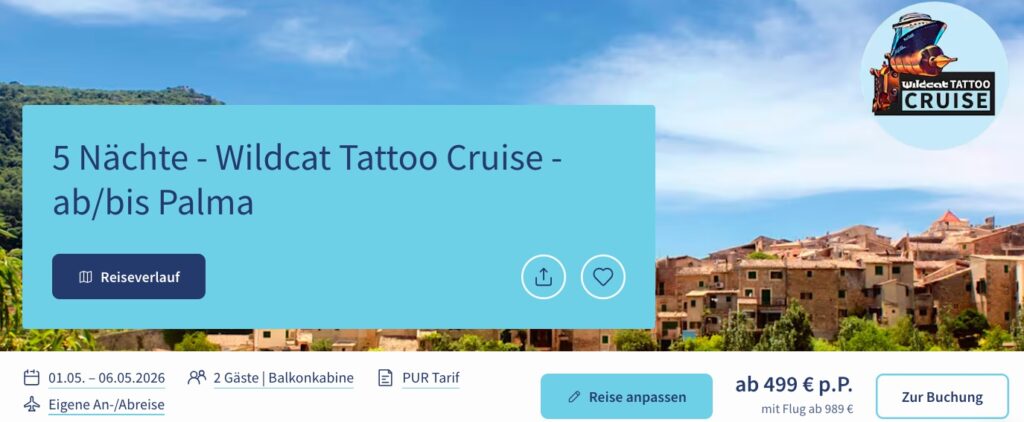Kreuzfahrt Kracher: 6 Tage Tattoo-Cruise mit Balkonkabine und All Inclusive für 499€ p.P.