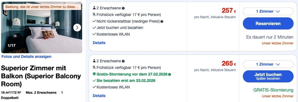 Kurzurlaub in Paris: Zimmer im 4* Hotel mit Balkon und Blick auf den Eiffelturm ab € (DZ)