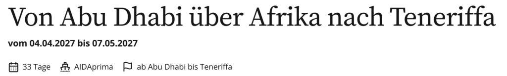 Mit AIDA um die Welt