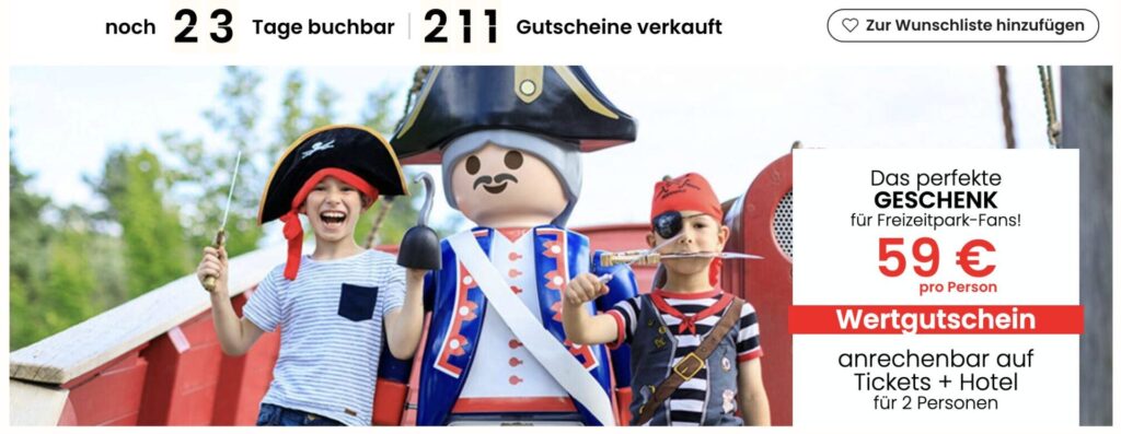 Playmobil Funpark: Hotel & Tageseintritt in den Park ab 59€ p.P. (DZ) oder als Gutschein für 49€ p.P. (nur heute!)