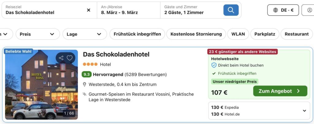 Schokoladenhotel – 4* Hotel ab 57€ p.P. (DZ)