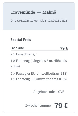 Skandinavien Rundreise: kostenlose Fährüberfahrt von Kopenhagen nach Oslo