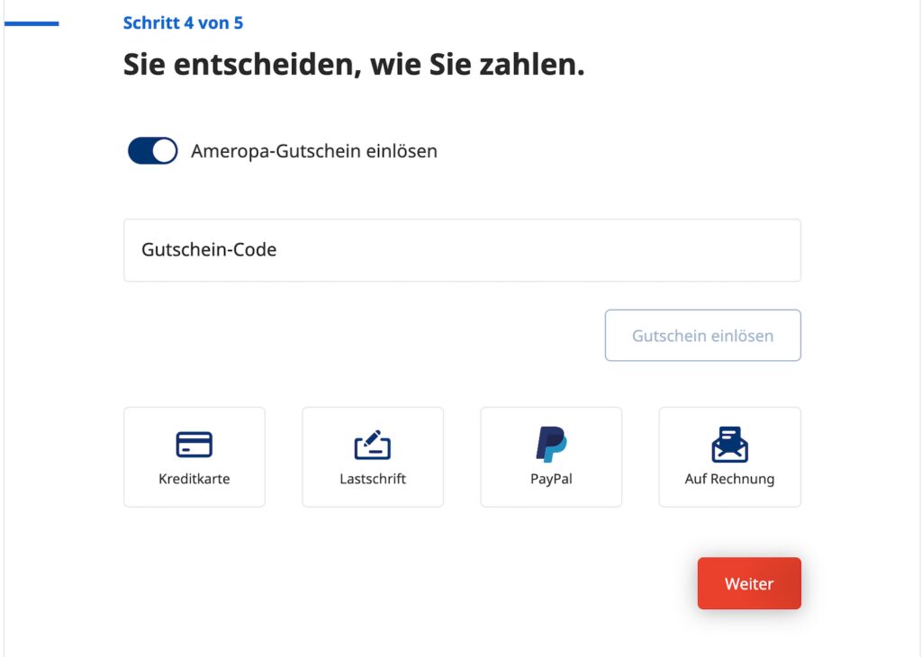 Ameropa Gutschein einlösen
