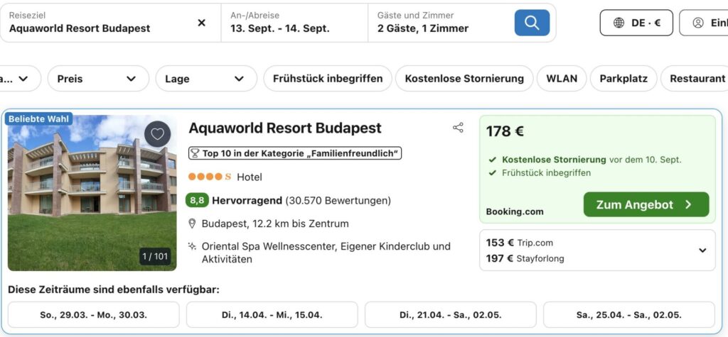 Aquaworld Resort Budapest: Übernachtung im 4* Hotel mit Frühstück ab 77€ p.P.
