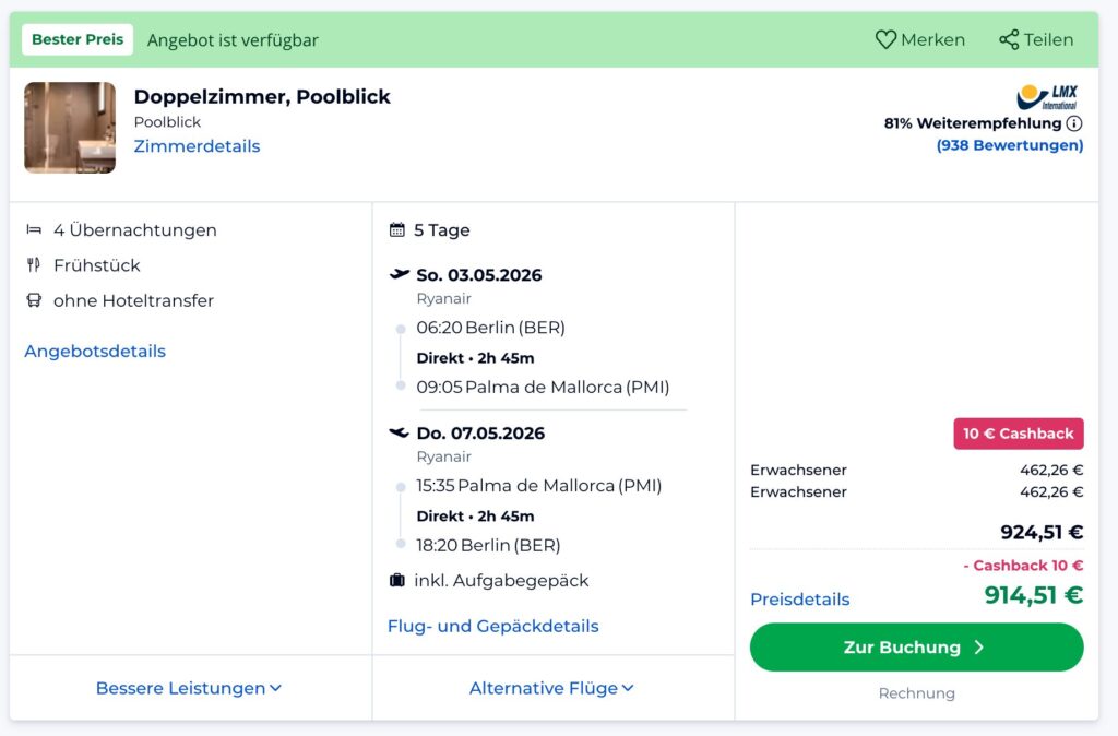 Mallorca Partytrip – 5 Tage im zentralen 3* Hotel inkl. Frühstück & Flug ab 462€ p.P.