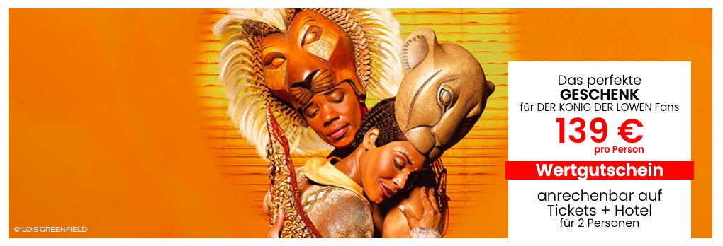 Disneys KÖNIG DER LÖWEN das Musical© in Hamburg: Hotel + Ticket ab 109€ p.P. // Gutschein für 139€ p.P.