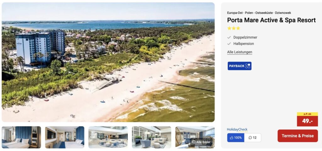 Ostsee Urlaub Polen: Top Hotel am Strand + Halbpension & Wellness ab 46€ p.P. (DZ)