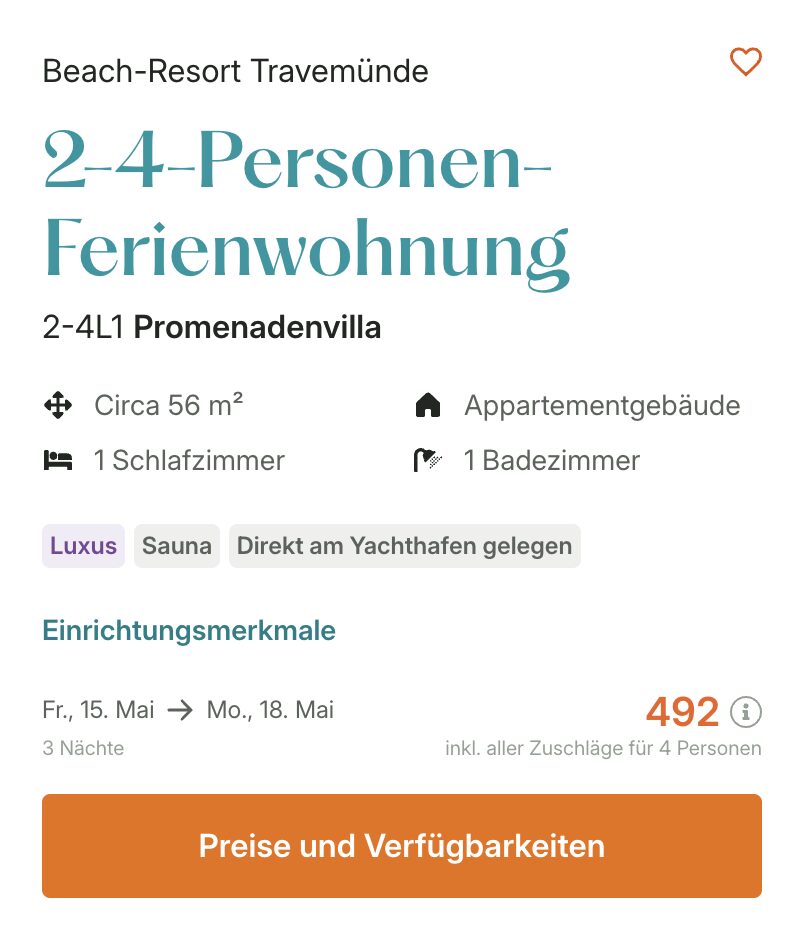 Ostseebad Travemünde – 4 Tage direkt am Strand // inkl. Whirlpool & Sauna ab 150€ p.P. (z.B. im Juli)