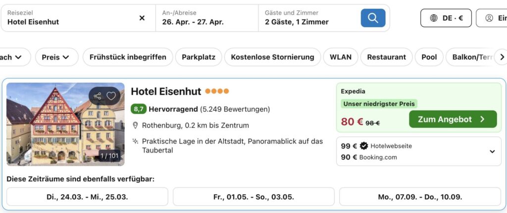 Rothenburg ob der Tauber: 4* Hotel in der Altstadt ab 40€ p.P. (DZ)